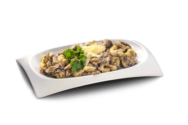 Dish with potatoes and mushrooms — Stock Photo, Image