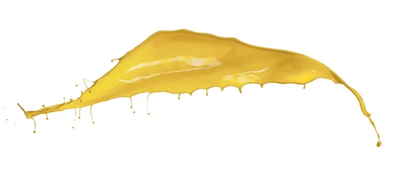 Beyaz arka plan üzerinde izole sarı boya sıçraması — Stok fotoğraf
