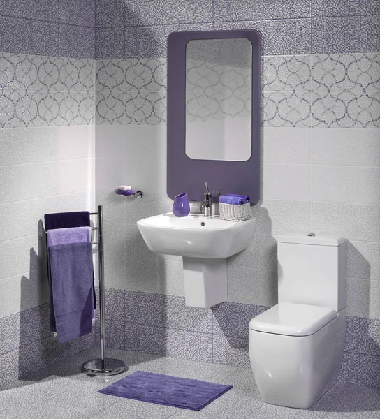 Detail of a modern bathroom with sink and toilet — Stock Photo, Image