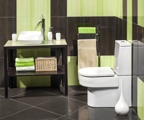 Detail of a modern bathroom with sink and toilet — Stock Photo, Image