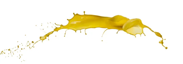 Spatten van gele verf geïsoleerd op witte achtergrond — Stockfoto
