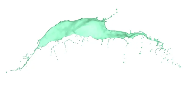 白い背景の上の緑の塗料スプラッシュの分離ショット — ストック写真