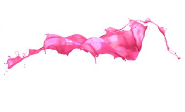 Pembe boya sıçramasına izole üzerinde beyaz arka plan