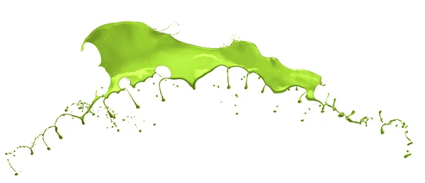 Isolated shot of green paint splash on white background — Stock Photo, Image