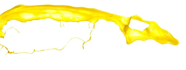 白色底色上的黄色油漆飞溅 — 图库照片