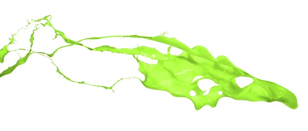 Tiro isolado de respingo de tinta verde no fundo branco — Fotografia de Stock