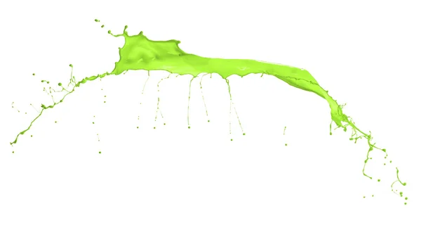 Isolated shot of green paint splash on white background — Stock Photo, Image