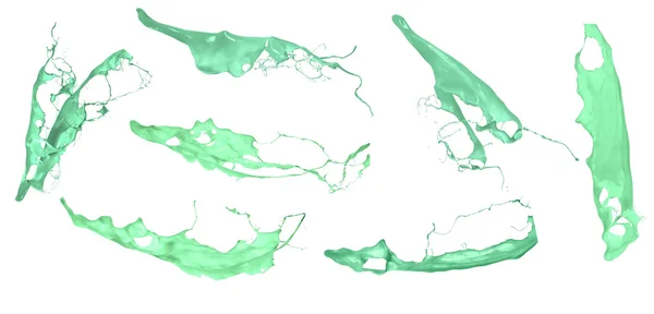Peinture verte isolée éclaboussures sur fond blanc — Photo