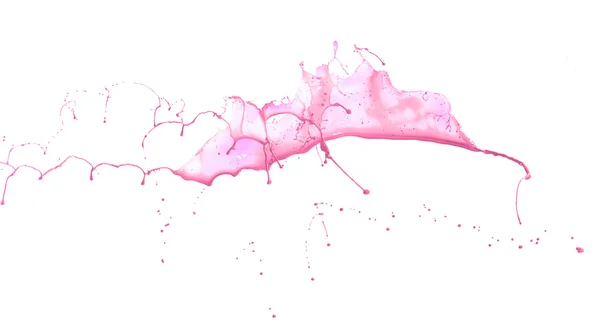 Pink paint splashing isolated on white background — Stock Photo, Image