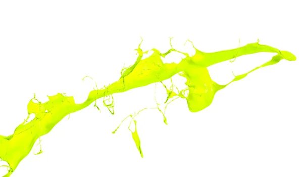 Tiro isolado de respingo de tinta verde no fundo branco — Fotografia de Stock