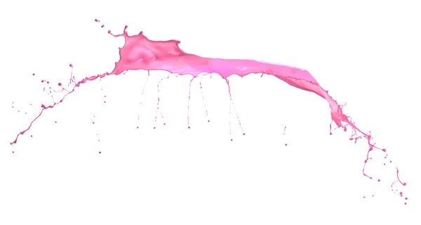 Pink paint splashing isolated on white background — Stock Photo, Image