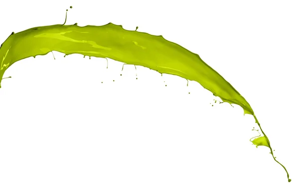 Isolerade skott av grön färgstänk på vit bakgrund — Stockfoto