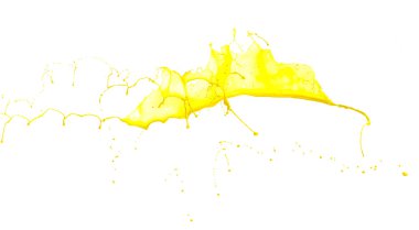 Beyaz arkaplanda sarı boya sıçraması
