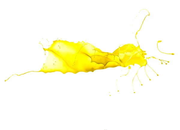 Sárga festék splash fehér háttér — Stock Fotó