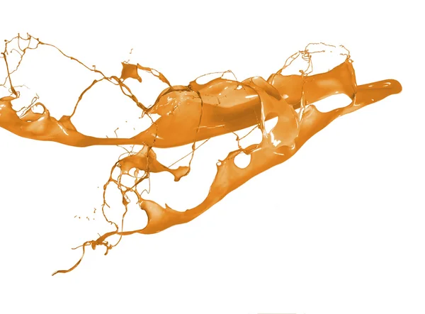 Splash of orange paint isolated on white background — Stock Photo, Image