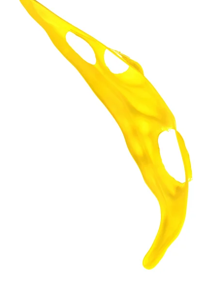 Yellow paint splash on white background — Stock Photo, Image