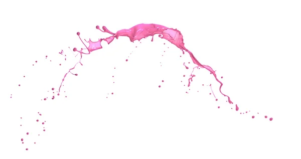 Pink paint splashing isolated on white background — Stock Photo, Image