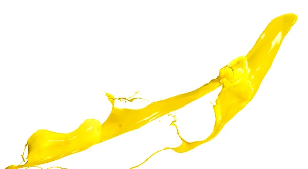 Yellow paint splash on white background — Stock Photo, Image