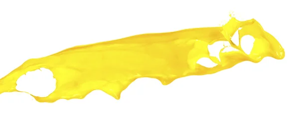 Vernice gialla spruzzata su sfondo bianco — Foto Stock