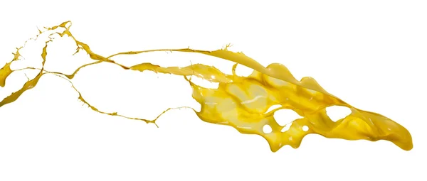 Sárga festék vízcseppek a elszigetelt fehér háttér — Stock Fotó