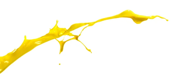 하얀 배경 위에 노란색 페인트를칠 하는 모습 — 스톡 사진