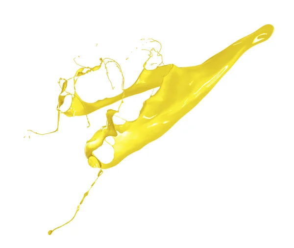 Yellow paint splash on white background — Stock Photo, Image