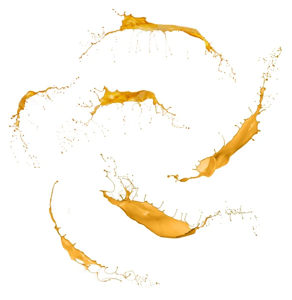 Salpicos de tinta laranja isolada no fundo branco — Fotografia de Stock