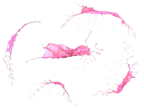 Salpicaduras de pintura rosa aisladas sobre fondo blanco — Foto de Stock