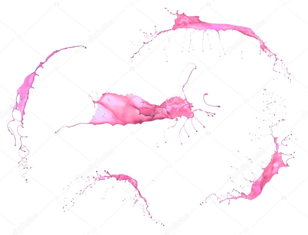 splashes of pink paint isolated on white background