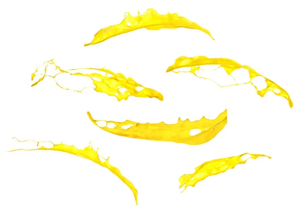 Κίτρινο χρώμα τους παφλασμούς απομονωθεί σε λευκό φόντο — Φωτογραφία Αρχείου