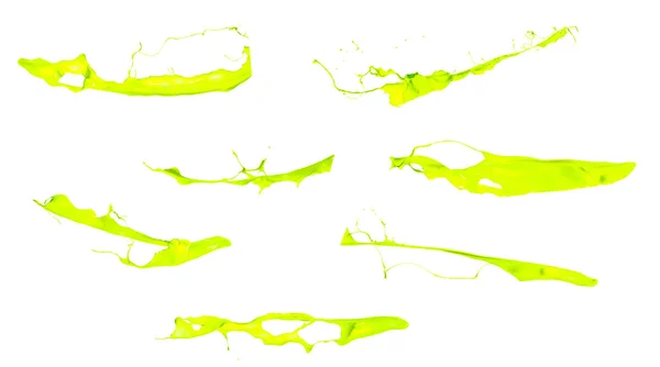İzole yeşil boya beyaz arka plan üzerinde su sıçramalarına — Stok fotoğraf