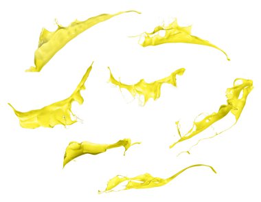 sarı boya su sıçramalarına izole üzerinde beyaz arka plan