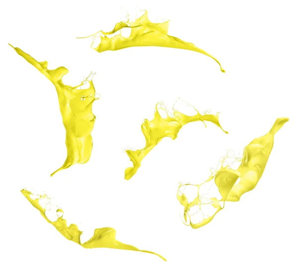 Aerosol volando pintura amarilla aislado sobre fondo blanco —  Fotos de Stock