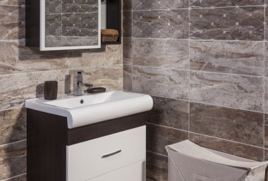 şık banyo - tuvalet ve lavabo detay