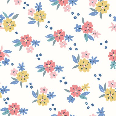 Çiçek desenli arka plan. Tekrar eden köşegen çiçeklerin renksiz dizaynı. Vektör illüstrasyonu.