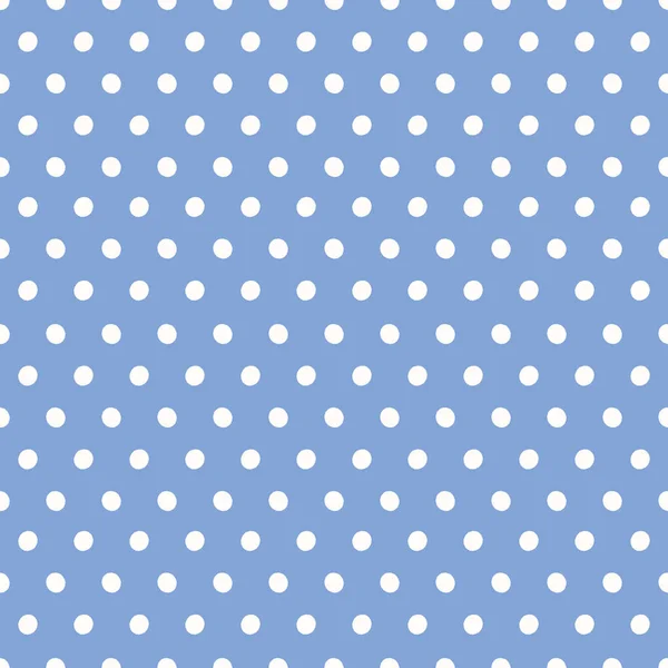 Lunares manchado fondo patrón, lindo vector sin costuras repetición de puntos blancos en azul. Diseño geométrico de recursos con textura. — Vector de stock