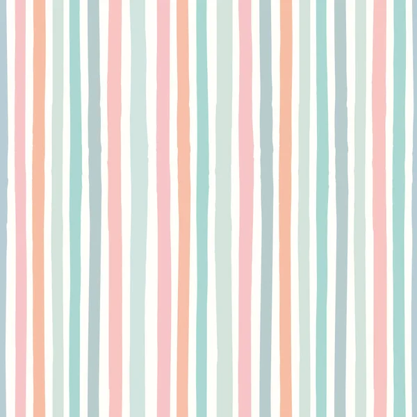 Striped pattern background. Vector seamless repeat pattern of hand drawn organic colourful vertical stripes. — 图库矢量图片