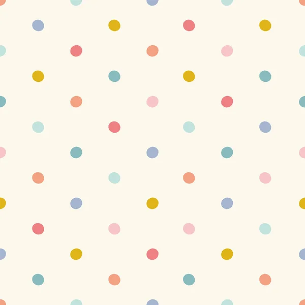 Dot patroon achtergrond. Vector polka dot naadloze herhaling ontwerp van gestructureerde vlekken. Schattig kleurrijk geometrisch hulpbronnenelement. — Stockvector