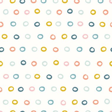 Nokta desenli arka plan. Elle çizilen düzensiz noktaların sevimli vektörü. Geometrik soyut tasarım ögesi.