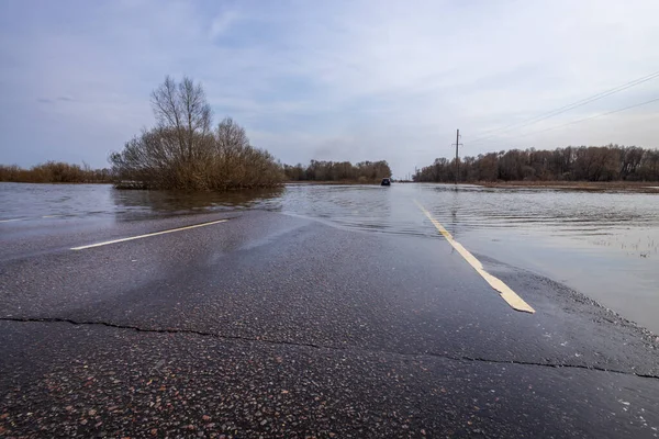 Camino Está Bajo Agua Debido Las Inundaciones — Foto de Stock
