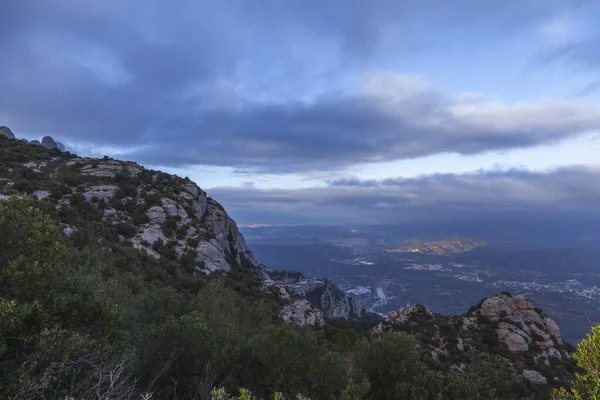 Vista Montaña Montserrat Formaciones Rocosas Parque Natural Montserrat Barcelona Cataluña — Foto de Stock