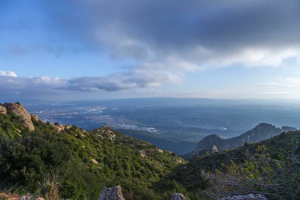 Vista Montaña Montserrat Formaciones Rocosas Parque Natural Montserrat Barcelona Cataluña — Foto de Stock