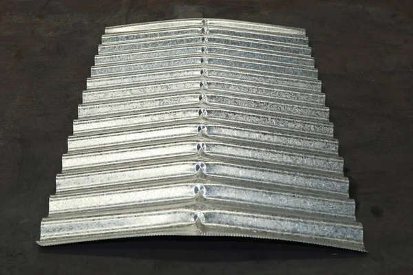 Hojas Onda Galvanizadas Zinc Metal Acero Para Techo Enfoque Selectivo —  Fotos de Stock