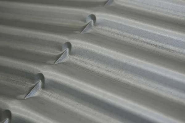 Steel Metal Zinc Galvanized Wave Sheets Roof Selective Focus — Stock Photo, Image
