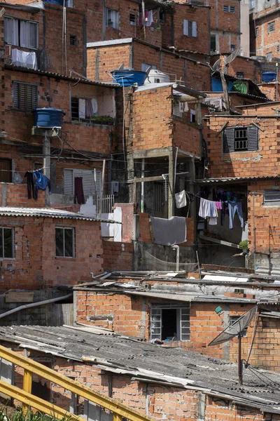 Casas Favela Favela Português Bairro Pobre Perto Cidade São Paulo — Fotografia de Stock