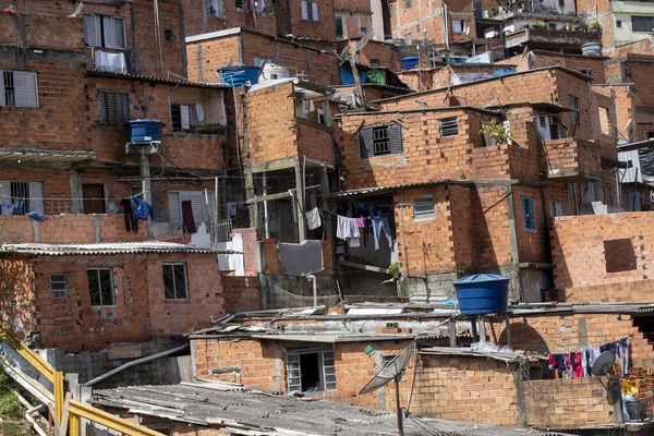 Casas Favela Favela Português Bairro Pobre Perto Cidade São Paulo — Fotografia de Stock