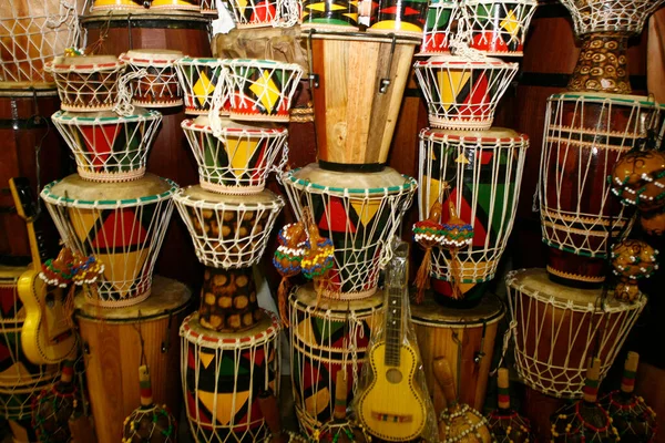 Atabaque Afro Brazilian Musical Instrument Sale Historic Center Salvador Bahia — Stock Photo, Image