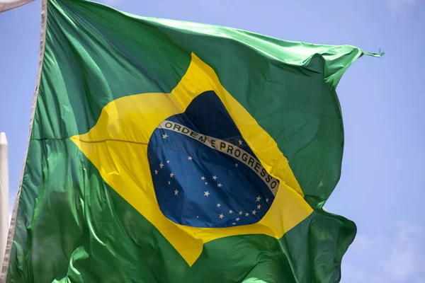 Dtail Brazilian Flag Wind — Stock Photo, Image