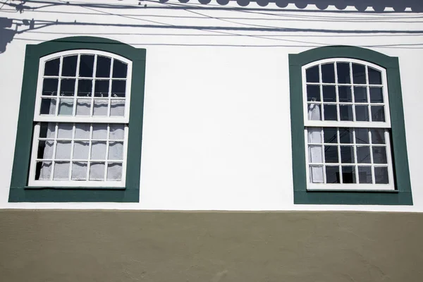 Fereastră Fațada Casei Din Santana Parnaiba Orașul Istoric Perioadei Coloniale — Fotografie, imagine de stoc