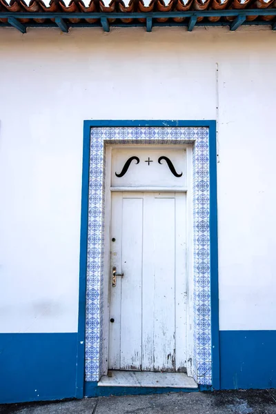 Old Door Facade House Santana Parnaiba Historic City Colonial Period — Foto de Stock
